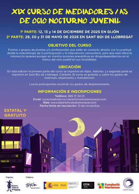 XIX CURSO DE MEDIADORES/AS DE OCIO NOCTURNO JUVENIL