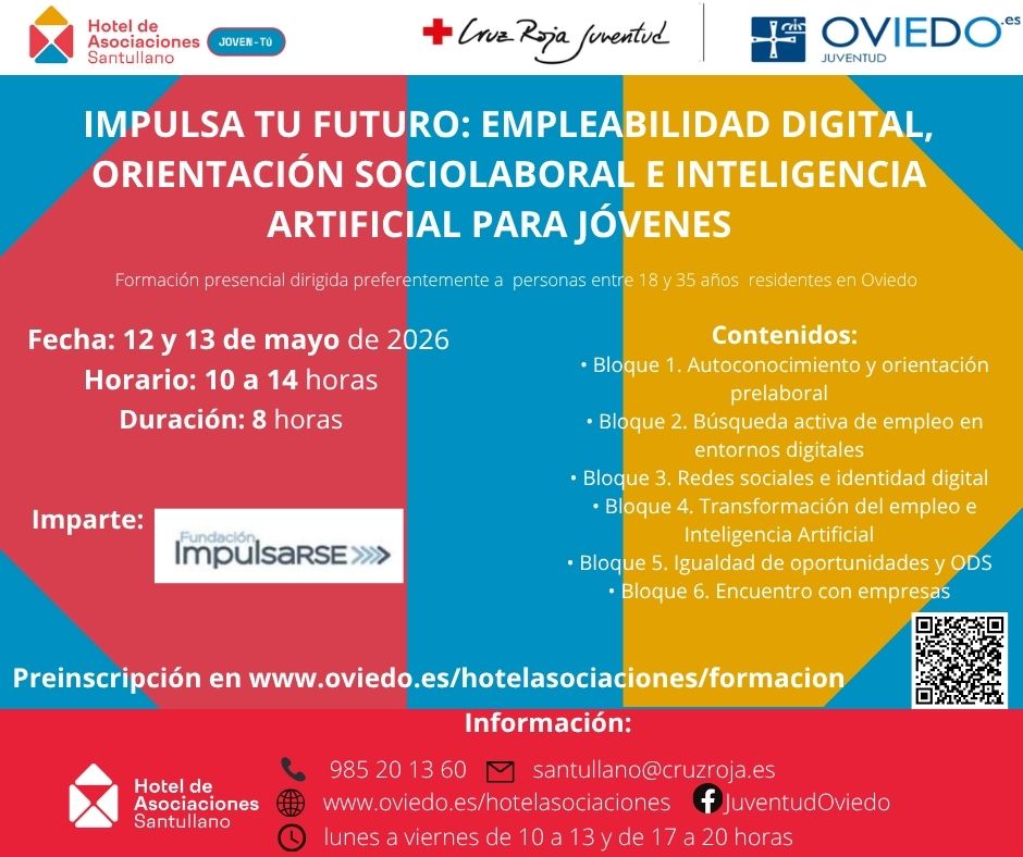 IMPULSA TU FUTURO: EMPLEABILIDAD DIGITAL, ORIENTACIÓN SOCIOLABORAL E INTELIGENCIA ARTIFICIAL PARA JÓVENES (FORMACION CONTINUA SANTULLANO)