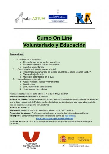 Curso (on line) Voluntariado y Educación