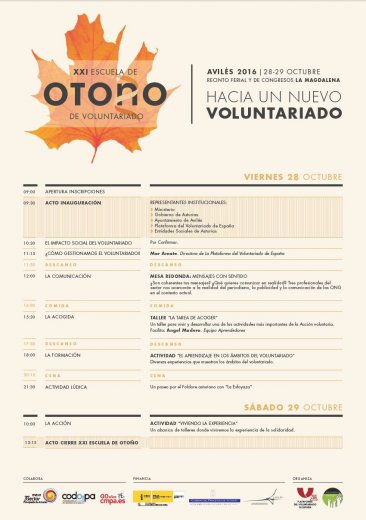 XXI ESCUELA DE OTOÑO DE VOLUNTARIADO: "Hacia un nuevo voluntariado",